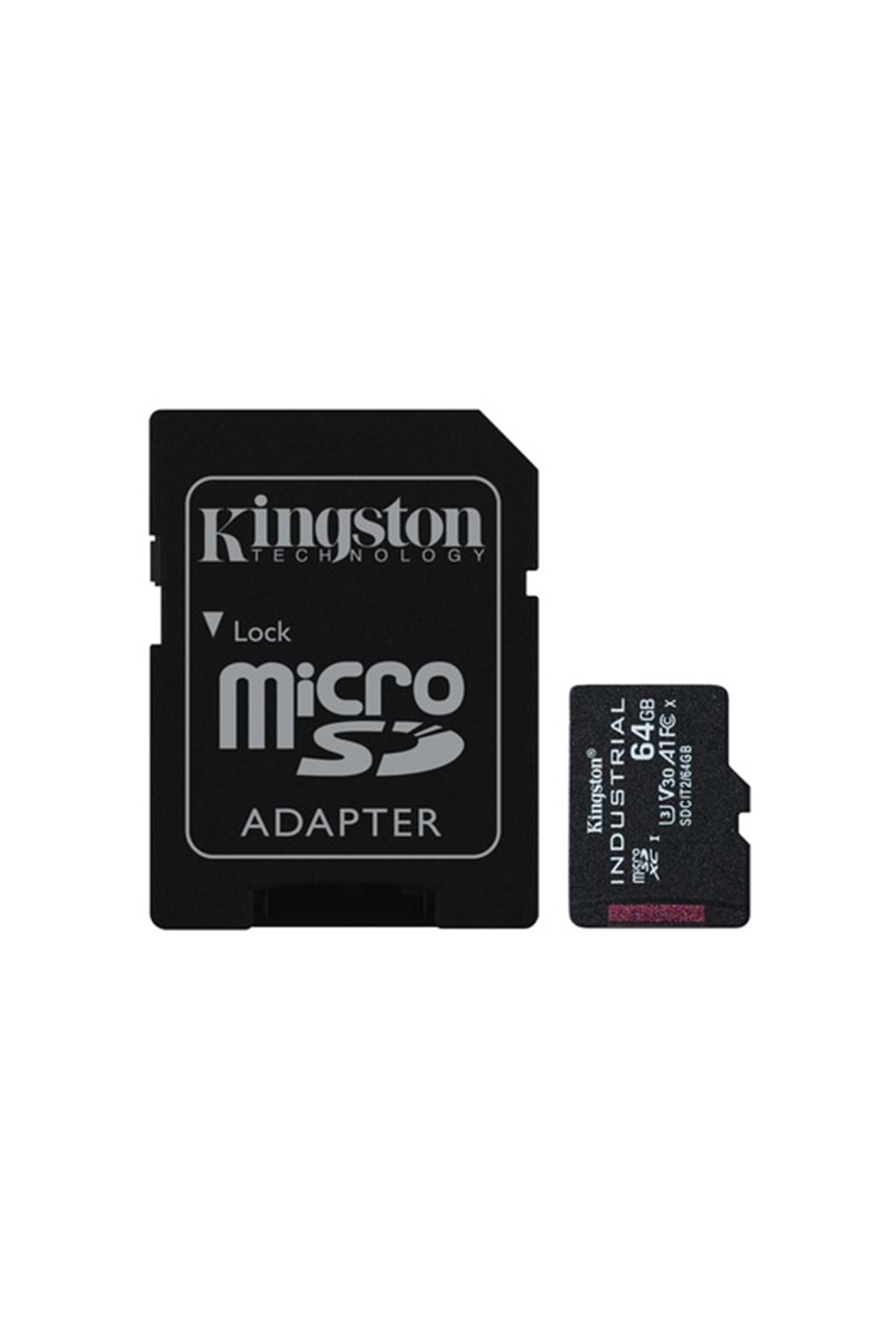 Kingston 64GB microSDXC Industrial C10 A1 pSLC Card + SD Adapter
